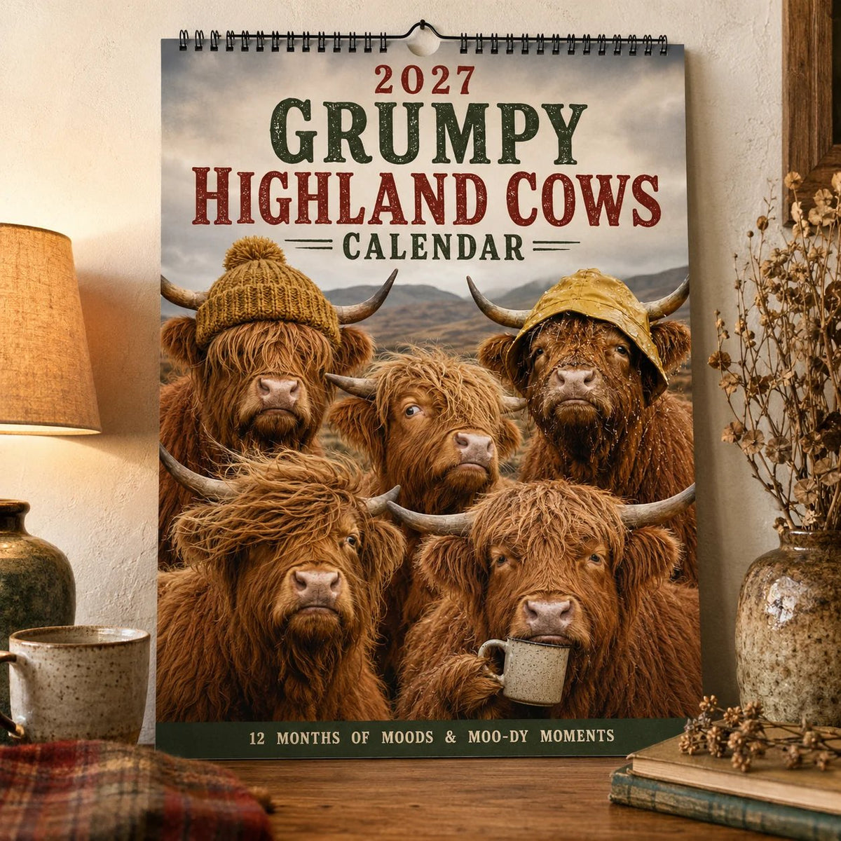 CALENDARIO DA PARETE 2027 – Mucche Highland scontrose