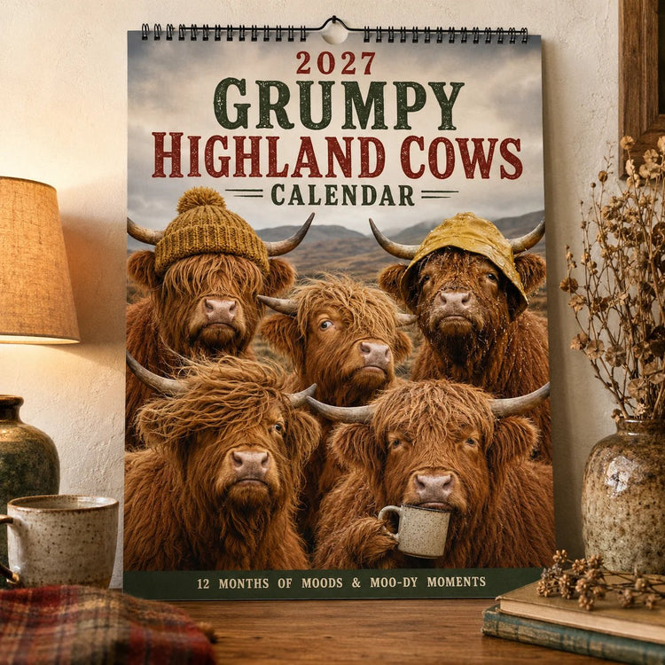 CALENDARIO DA PARETE 2027 – Mucche Highland scontrose