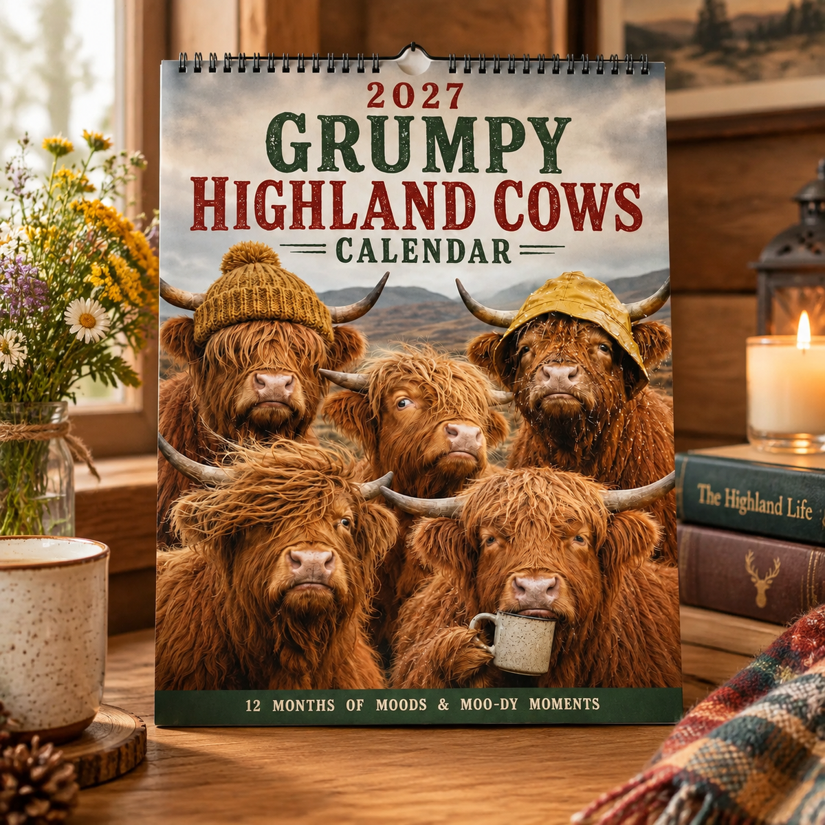 CALENDARIO DA PARETE 2027 – Mucche Highland scontrose